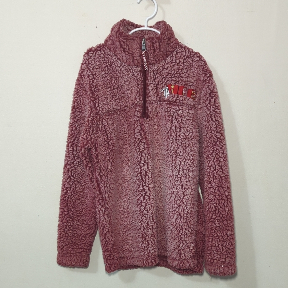 Boxercraft Sherpa Pullover Red Quarter Zip ACE Cheer Logo Girls Size L